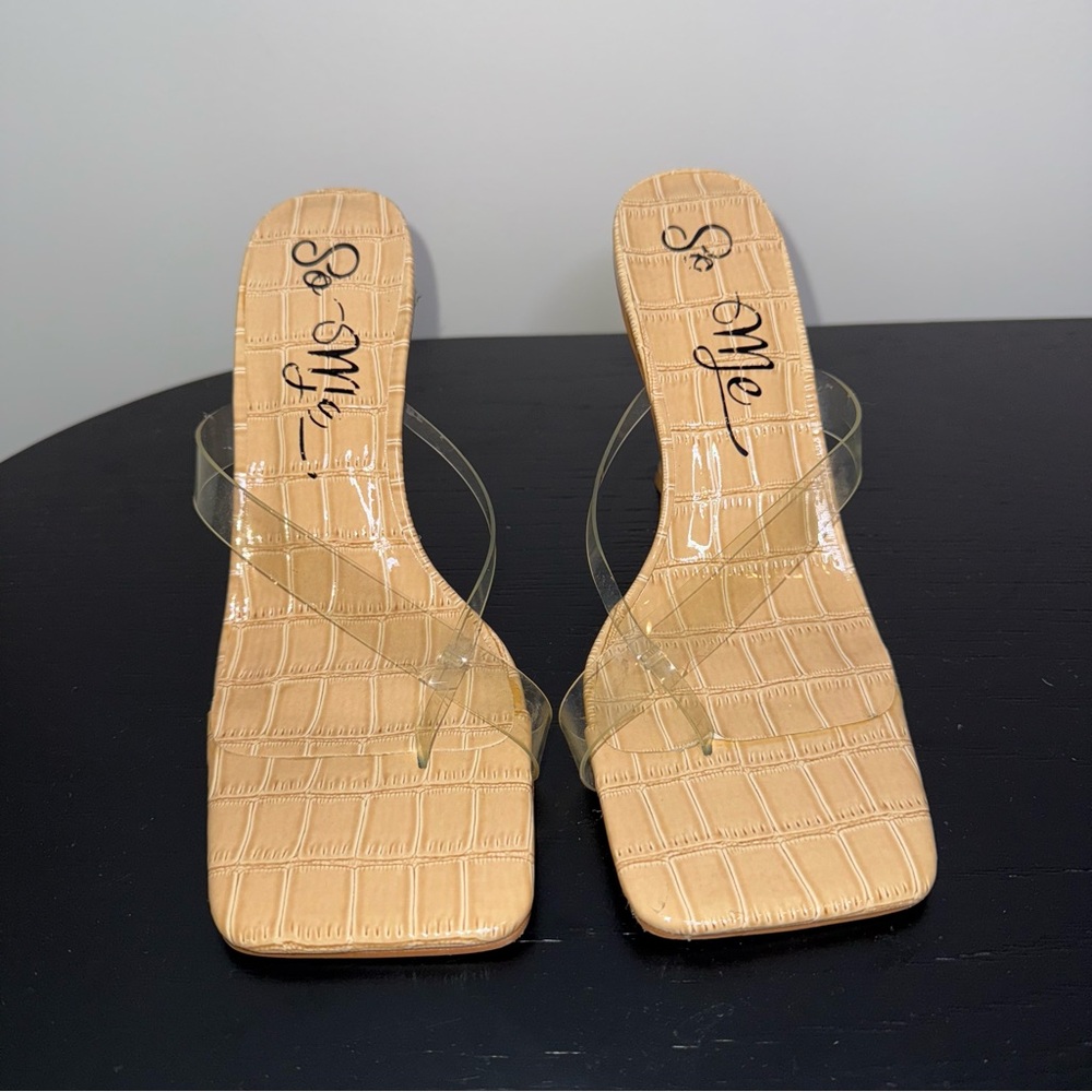 🖤So Me y2k Clear Straps Beige Croc-Patterned Heels - Picture 4 of 6
